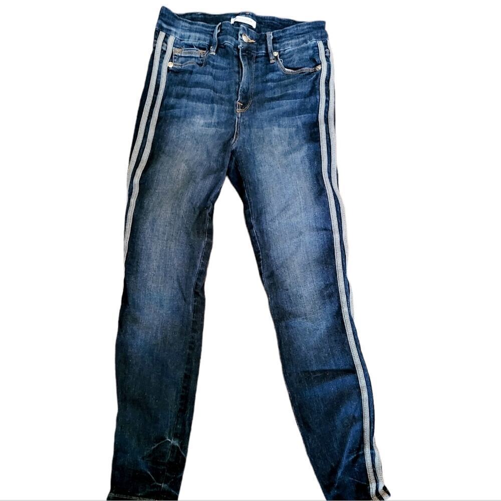 GOOD AMERICAN GOOD LEGS ACCENT STRIPE JEANS SIZE 26